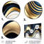 Abstrait géométrique vagues bleues et dorées IV - décoration murale abstraite en métal-87838770
