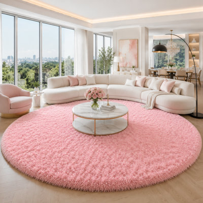 Tapis rose moelleux à poils longs Ebern Designs