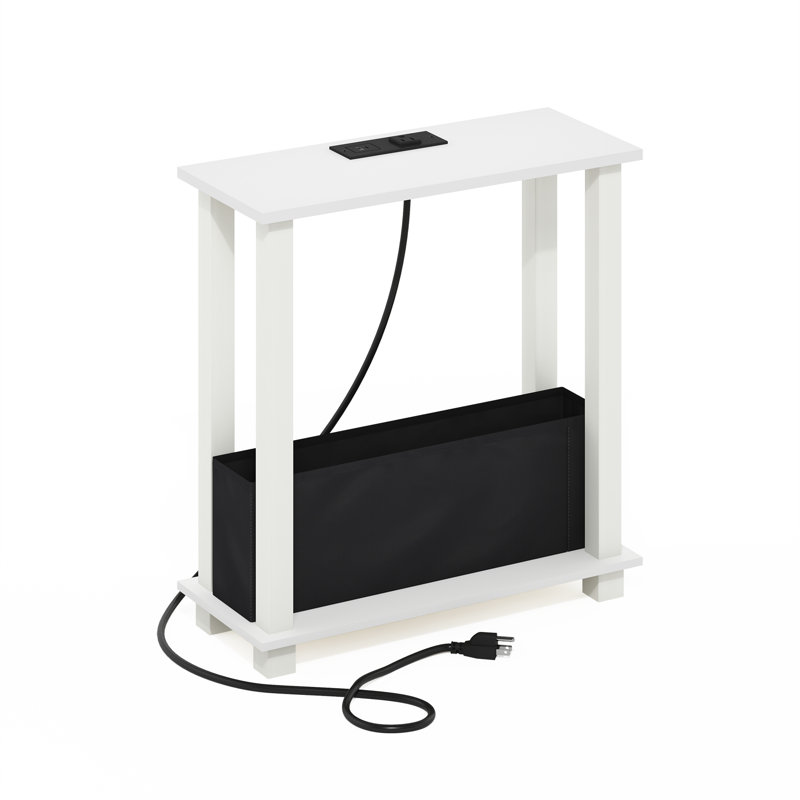 Table d'appoint 17 niveaux Gracinha 17 niveaux, table de bout avec tiroir à bacs, port USB et port de charge de type C, blanc / blanc / noir