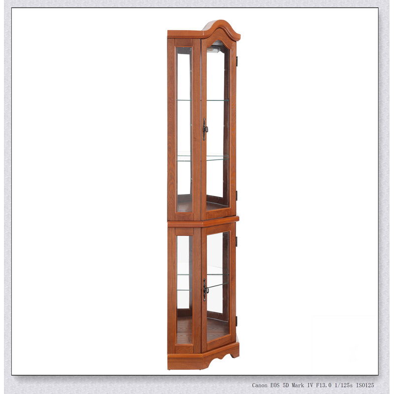 Armoire vitrée pour rangement en coin,, Chêne