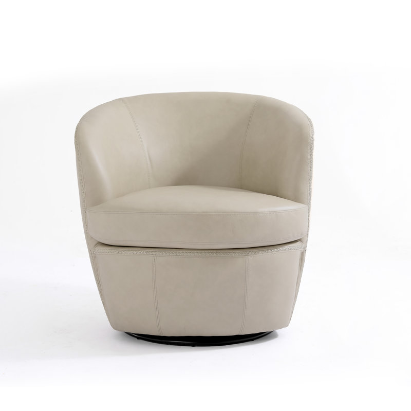 Aunna 81Cm Wide Swivel Barrel Chair, Beige