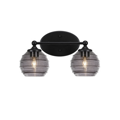 Aitkens Light Bath Bar Shown With 6" Smoke Ribbed Glass