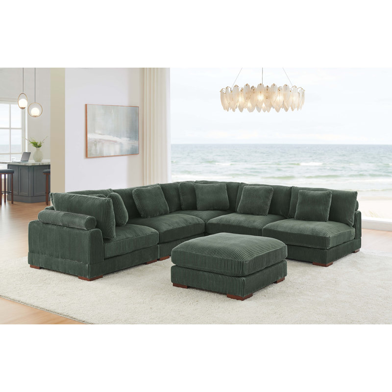 Canapé modulaire Barcombe, Velours côtelé vert foncé