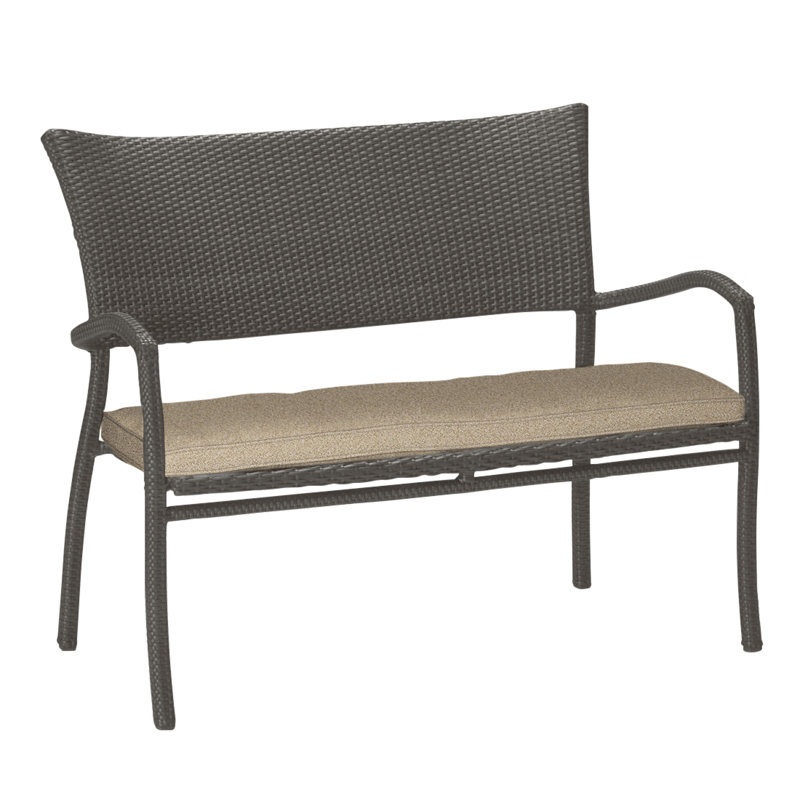 Skye Wicker Garden Bench, Slate Gray, Intermix Bark, Welt