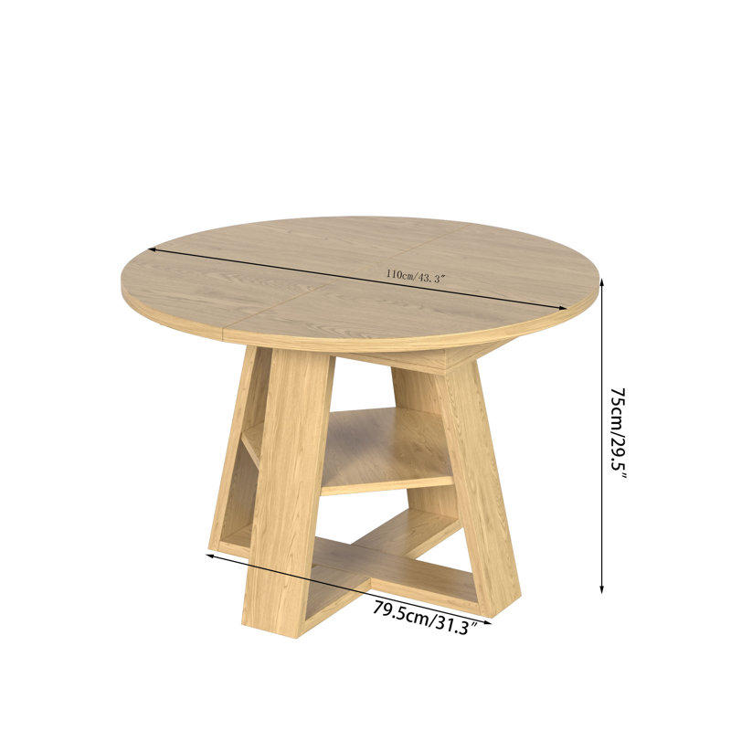 Extendable Dining Table For 4-6 People, Round Dining Table, Wood