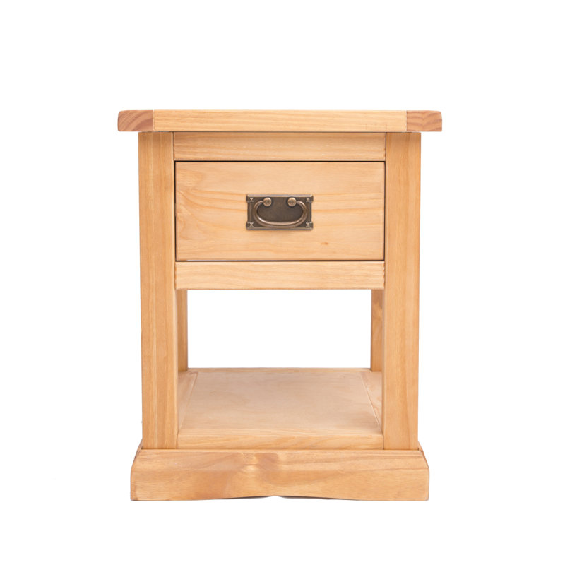 Cloyd 45cm W Solid + Manufactured Wood Bedside Table, Oak