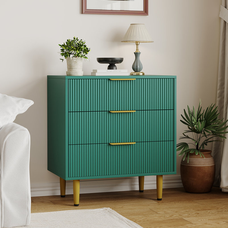 43.18 cm W Chest of 3 Drawers, Green