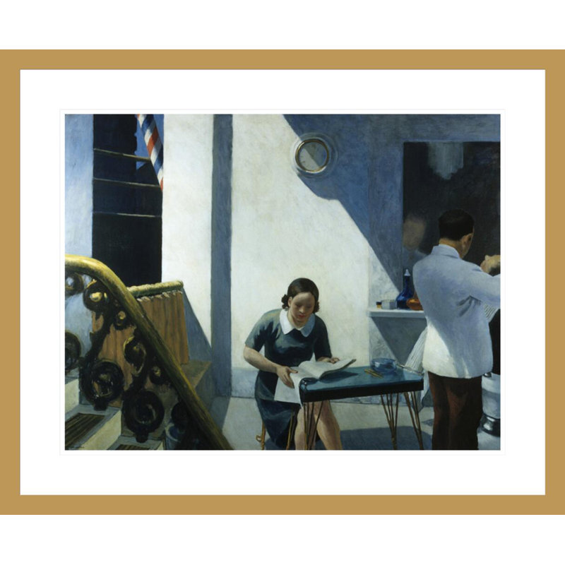 «Barber Shop» par Edward Hopper - impression giclée encadrée, H 23,5 po x l 28,57 po