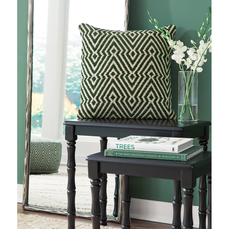 Digover 19" Green Cotton and Polyester Square Pillow