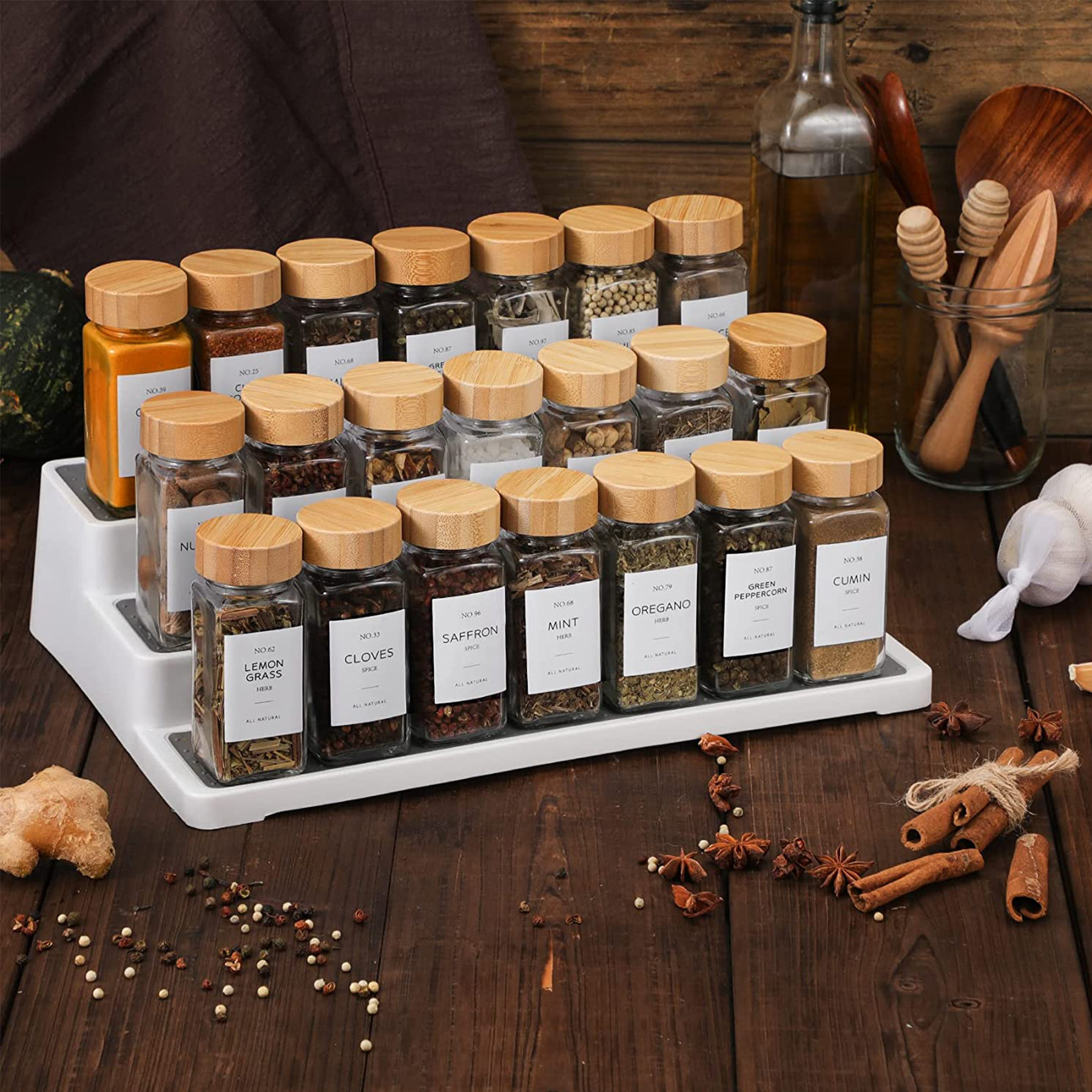Prep & Savour 36 Pcs Glass Spice Jars 4oz Seasoning Storage Bottles | Wayfair