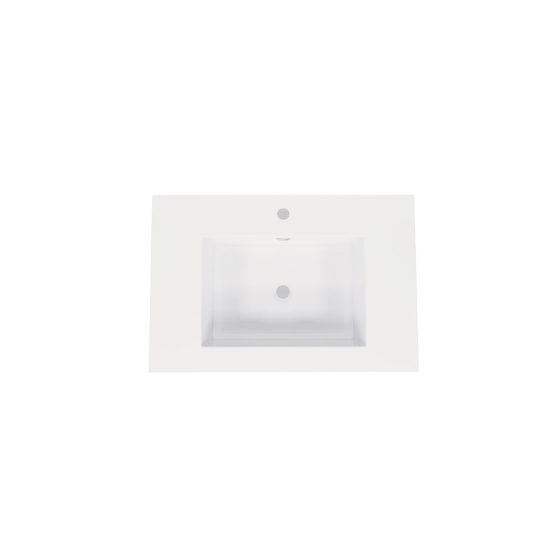 MEBO 19.7'' White Reinforced Acrylic Rectangular Bathroom Sink with Overflow