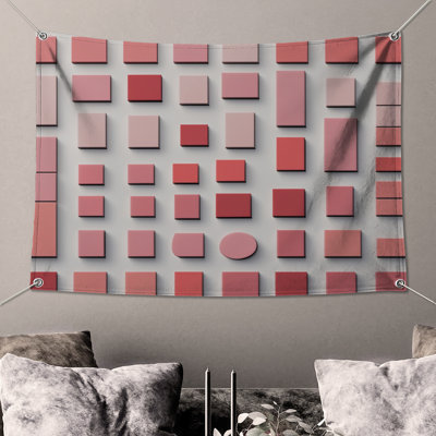 Pink Geometric Shapes Wall Tapestry - Geometric Wall Decor