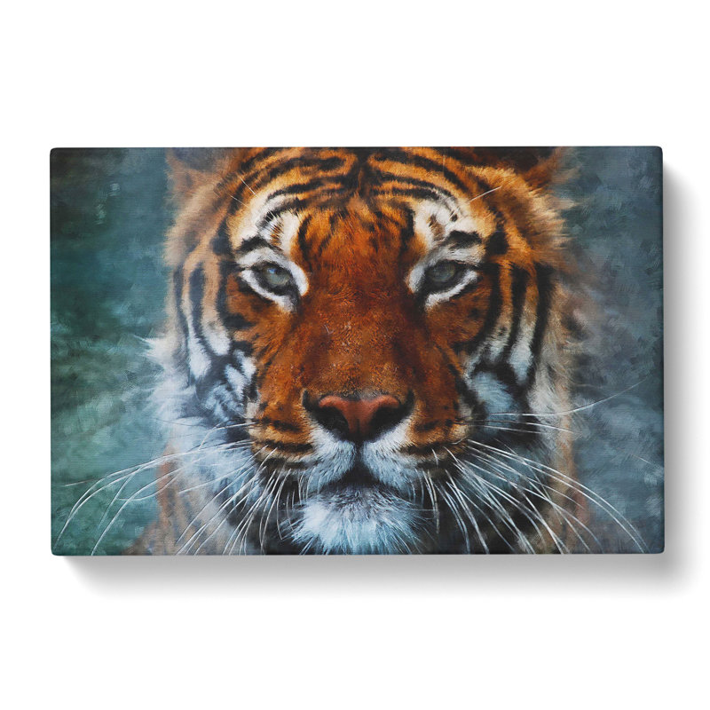 Tiger In The Blue - Wrapped Canvas Painting, 40cm H x 60cm W x 3cm D