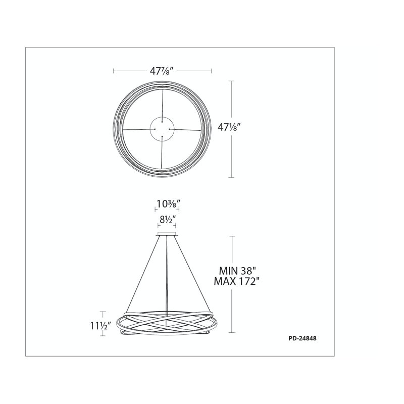 Veloce 1 - Light Unique Geometric Chandelier, 11.5" H x 47.875" W x 47.125" D, Titanium