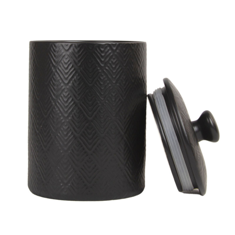 Ceramic / Porcelain Canister - Set of 3, Matte Black