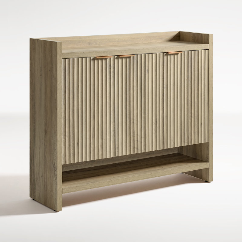 Nicolee 30 Pair Shoe Storage Cabinet, Sand Oak