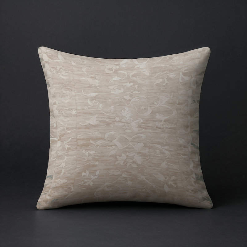 Coussin décoratif intérieur et extérieur Modern, Ivoire / beige / floral taupe, Carré 18 po