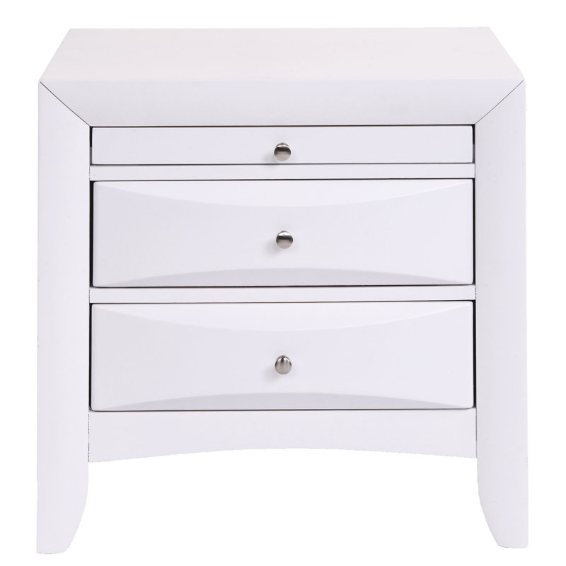 Table de chevet blanche avec 2 tiroirs - Offre une option de chambre à coucher pratique et élégante, Blanc