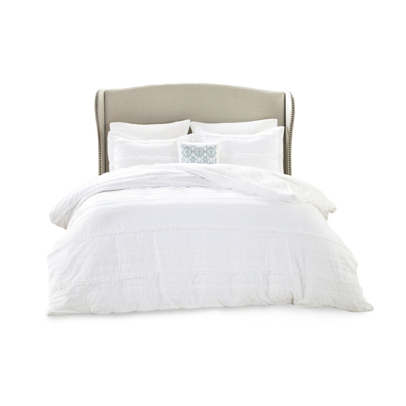 4 Piece Duvet Cover In Style With Pillow Full/queen White Colour