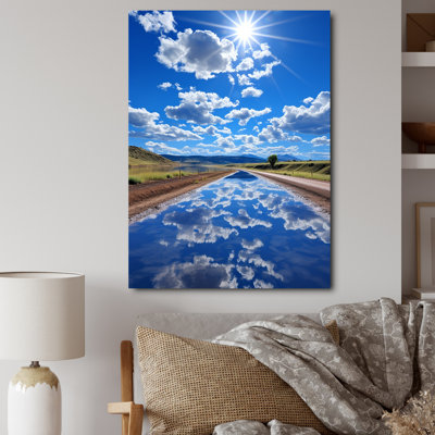 " Blue Sky Reflection Over Road "