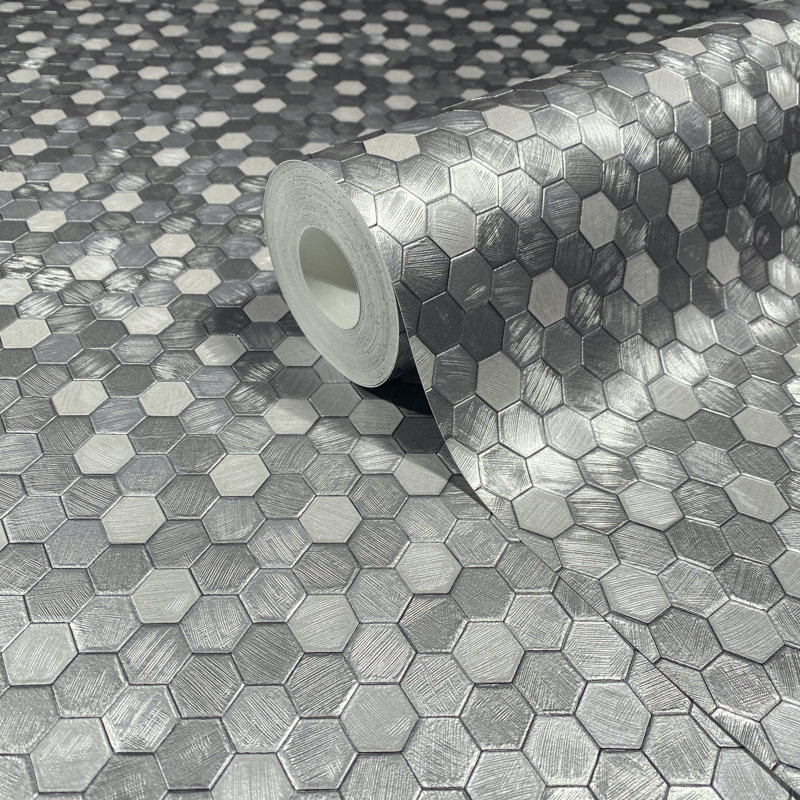 Galerie Fashion Icon Tile optics Wallpaper, Grey