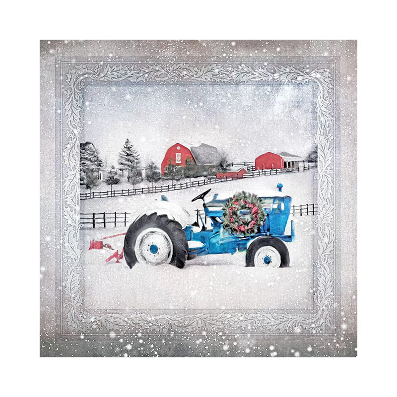 Christmas Tractor by Bluebird Barn - Wrapped Canvas Print
