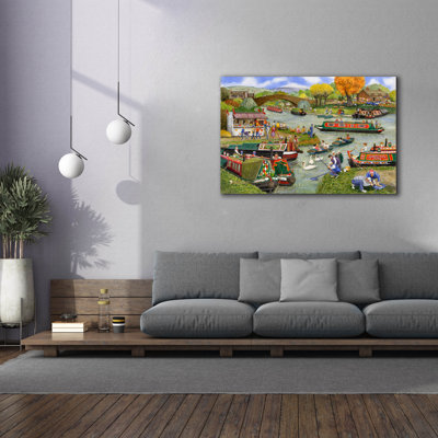  'Canal Barges' by Gale Pitt Canvas Wall Art, 60" x 40"