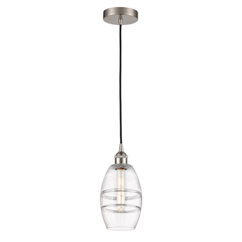 Mini-luminaire suspendu 1 lumière Edison Bettylou-616-G557, H 8,13 po x l 5,88 po x P 5,88 po, Transparent