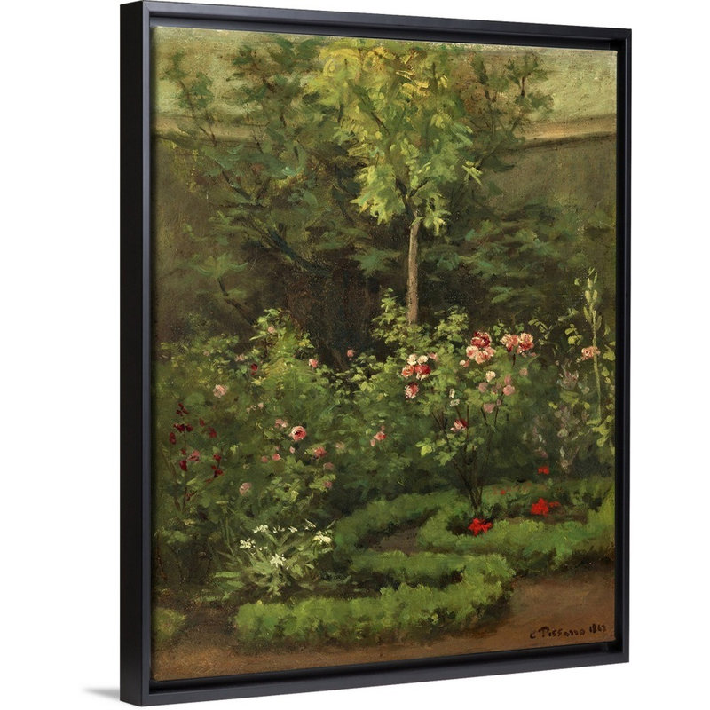 Reproduction d’art sur toile « A Rose Garden » par Camille Pissarro, H 22 po x l 18 po x P 1,75 po, Cadre noir