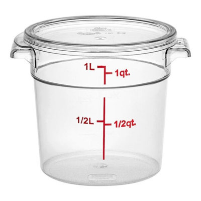 Choix 1 pte Contenant alimentaire transparent en polycarbonate rond et couvercle - Paquet de 12, homologué NSF, lavable au lave-vaisselle, empilable