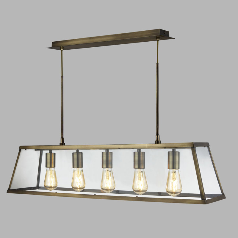 Porterville 5-Light Kitchen Island Chandelier, Antique Brass