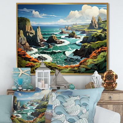 Coastal Rocky Coastline Papercut - Reproductions d'art mural paysages