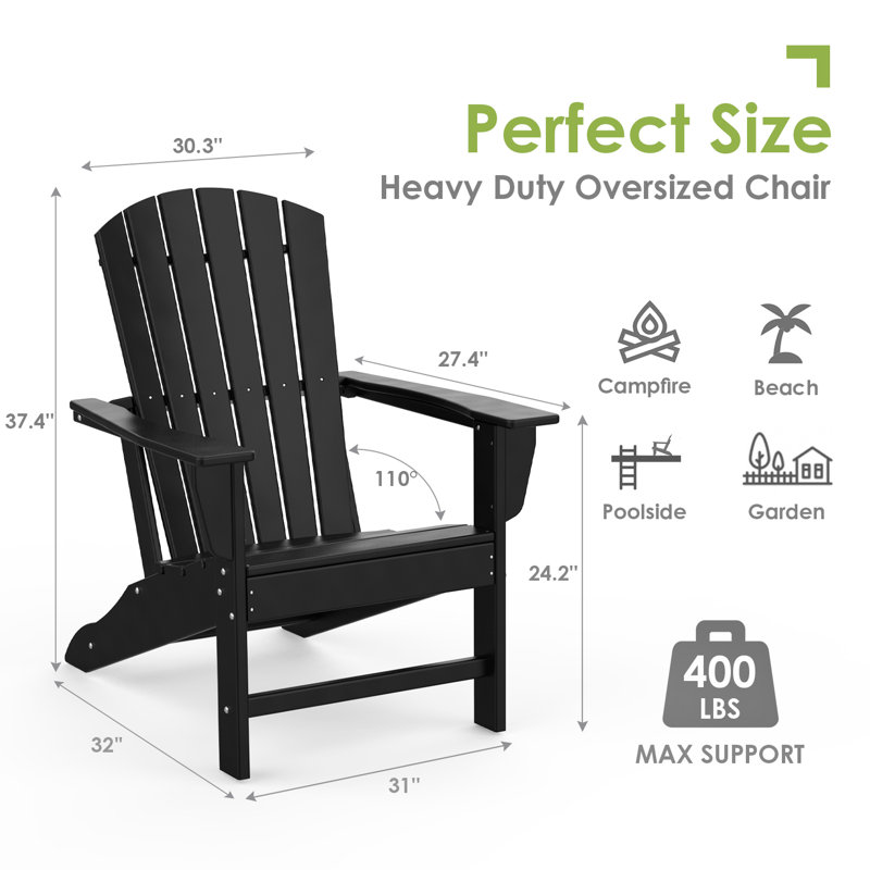 Alvertia Outdoor Adirondack Chair, Black