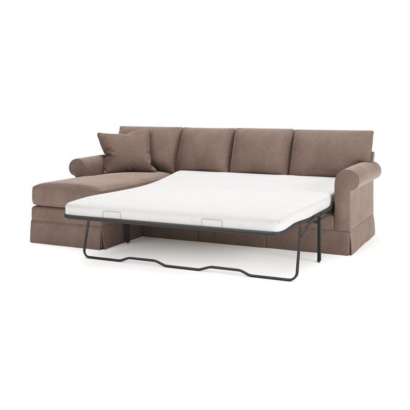 Friedman 2 - Piece Upholstered Sleeper Sectional, Left Hand Facing, Bella Cocoa Performance Velvet
