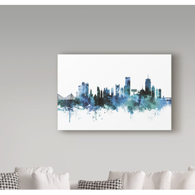 « boston massachusetts blue blue horizon », reproduction d’impression sur toile tendue