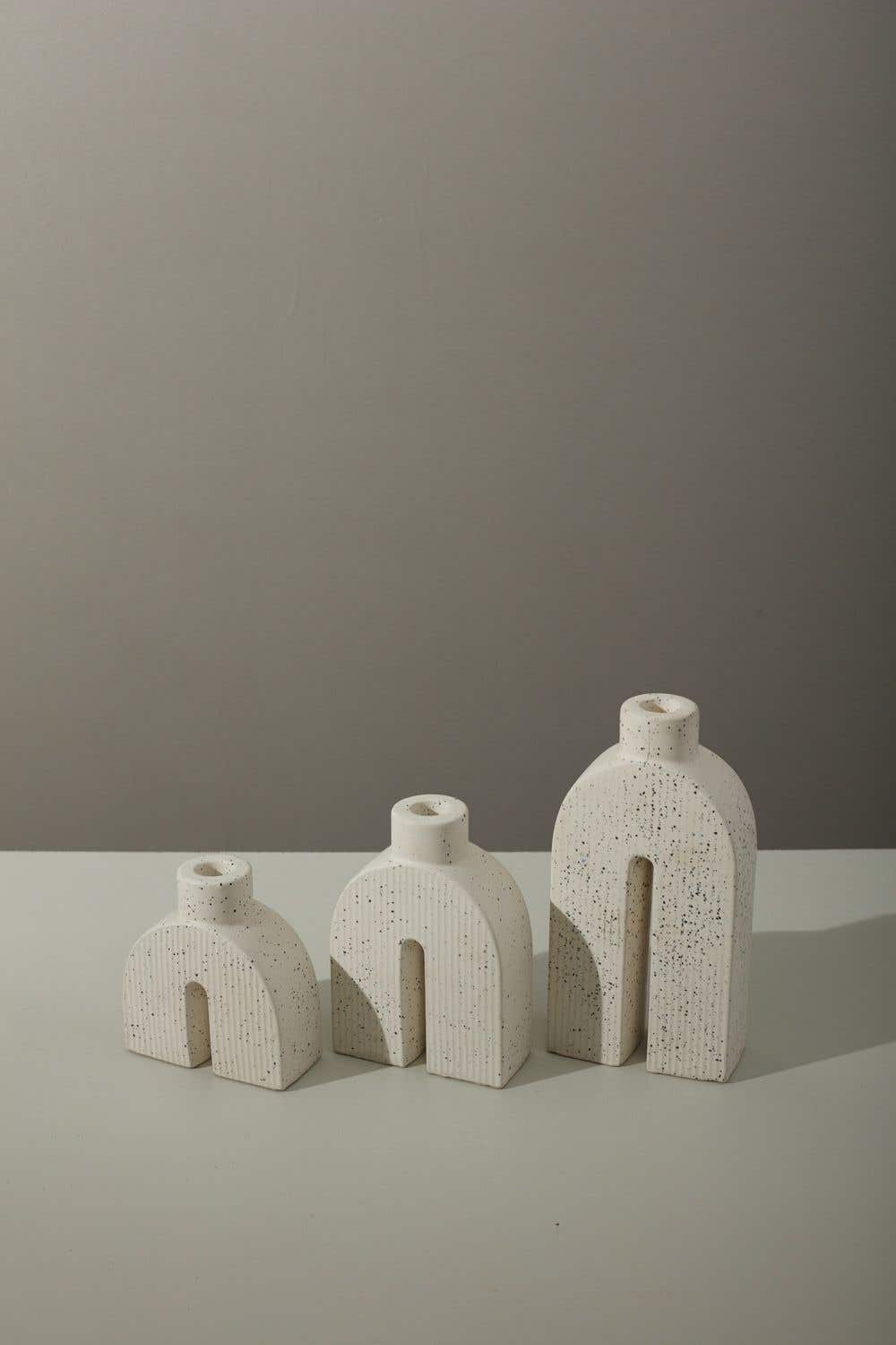 Ceramic Candlestick Holder, 6.5" H x 4.5" W x 2" D