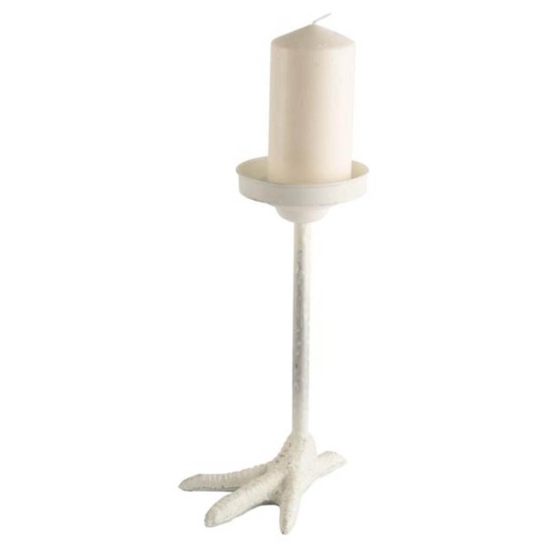 Bougeoir de table en métal, H 12 po x l 6 po x P 8 po, Blanc