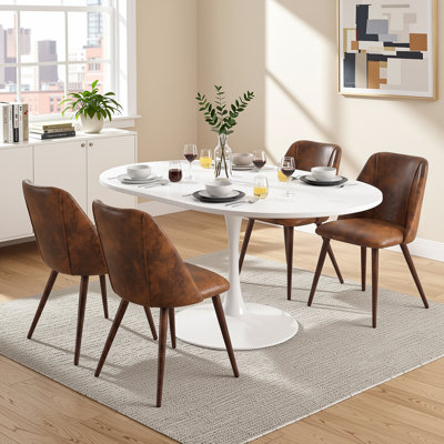 Ensemble de salle à manger 5 pièces avec table ovale extensible et 4 chaises rembourrées