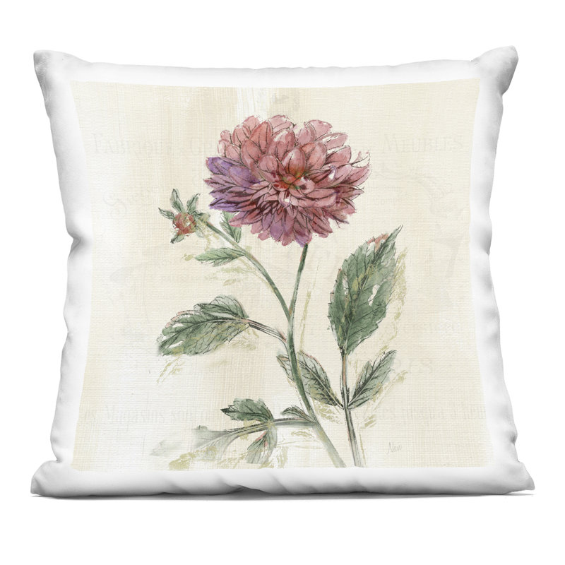 Coussin décoratif Ferns & Leaves on Black Design par Phillipa Katz, Pink/Ivory/Green, Carré 18 po