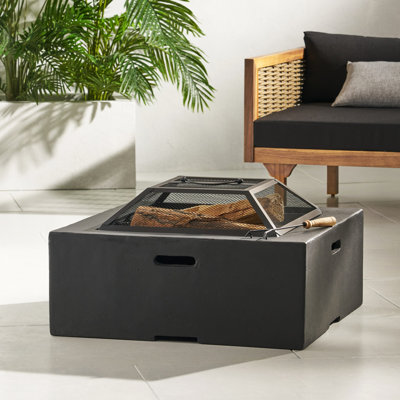 Outdoor 29" Square Mgo Wood- Burning Fire Pit