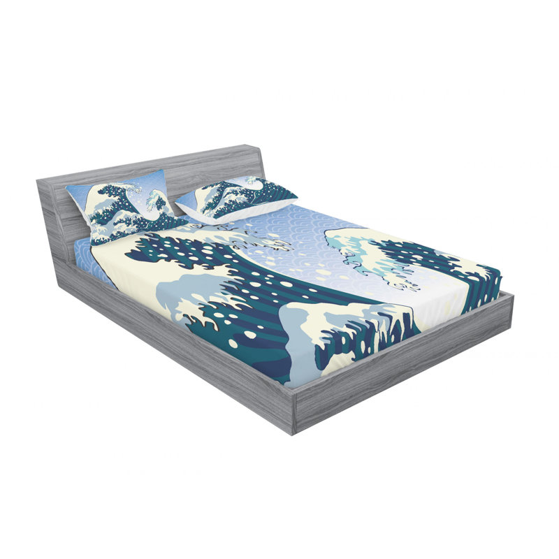 Microfiber Abstract Sheet Set, Full/Double Sheet Set with Fitted Sheet