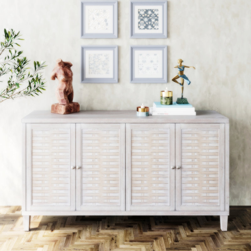 Armoire décorative classique avec tablettes et porte en verre