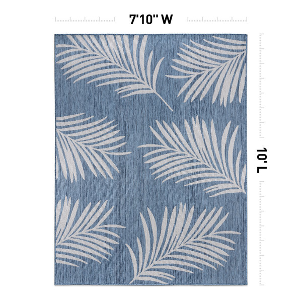 World Rug Gallery Bohemian Border Indoor/Outdoor Area Rug - Blue 7'10 x 10