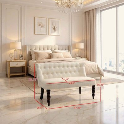 Canapé sans accoudoirs d'inspiration rétro, causeuse élégante, deux places, causeuse capitonnée rétro avec dossier incurvé, siège élégant pour le salon ou la chambre à coucher