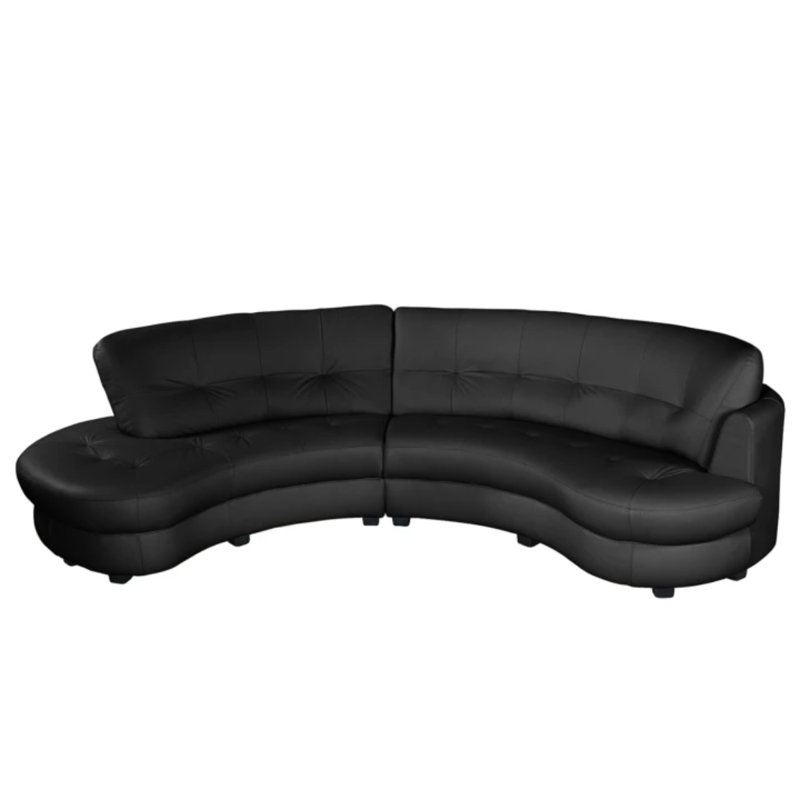 Maura Genuine Leather Curved Corner Sofa , Black, Left Hand Facing