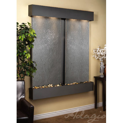 Cottonwood Falls Hand Crafted Natural Stone Weather Resistant Wall Base Fountain with Light