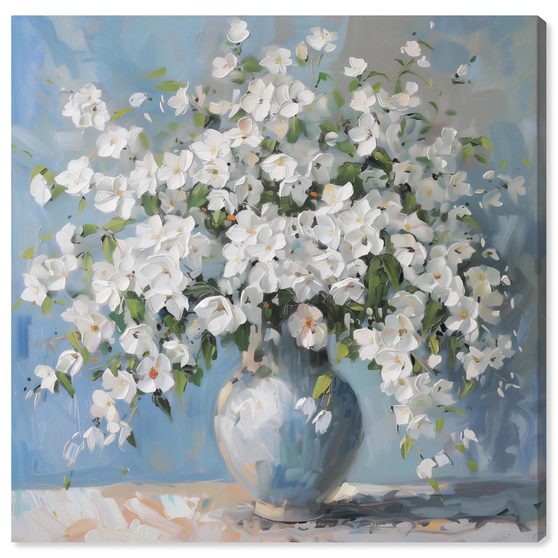 Vase ciel clair sur toile, H 20 po x l 20 po, Toile tendue
