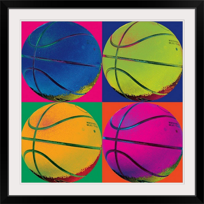 « -basket », impression Ball Four, H 32 po x l 32 po x P 1 po, Cadre noir