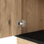 Buffet noir pour petits appartements, divertissement et rangement polyvalents, coins arrondis en métal, poignées élégantes