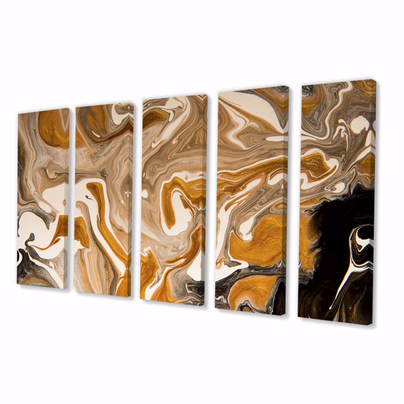 " Wave With Blotches " 5 - Pieces
